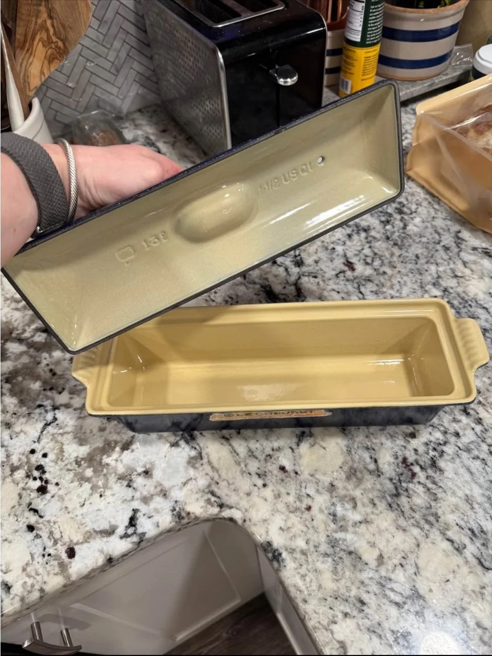 New with tags, Le Creuset Enameled Cast Iron Pate Terrine, 2 Qt, COBALT